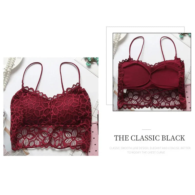 1PC Full Lace Beauty Back Cross Slim With Chest Pad Gathered Hollow Tube Top underwear women bra wire free bra bralette bralette