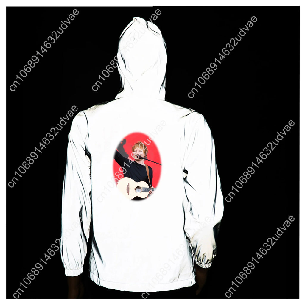 Ed Sheeran Reflective Jacket Mens Womens Coat Hooded Windbreaker Runing Pocket Jackets Cycling Hiking Zipper Customized Hoodie