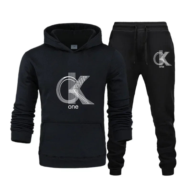 Men Women Tracksuit Hoodies Casual Solid Color Thick Pullover and Long Pant 2-piece Set Men Autumn Fleece Jogger Sports Suit Ne