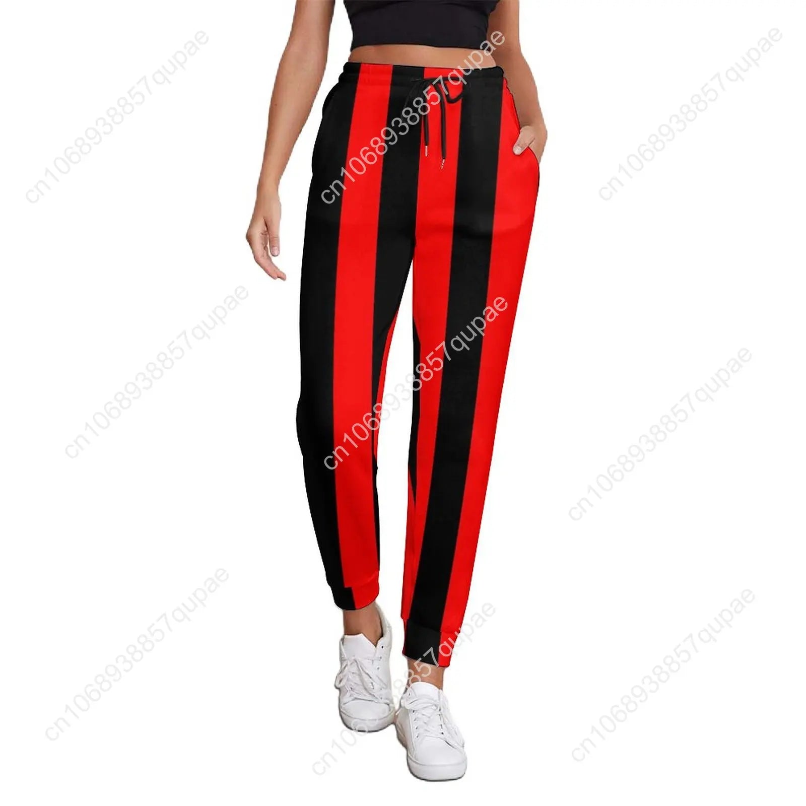 Black White Striped Pants Woman Vertical Lines Print Street Wear Sweatpants Spring Trendy Custom Trousers Big Size