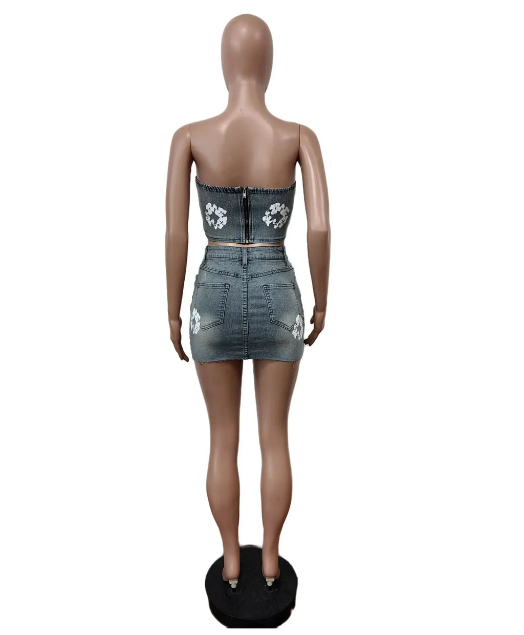 Denim 2 Piece Sets Women Short Skirt Outfits Casual  Sleeveless Tank Top Slim Fit Sexy Party Night High Waist Suits Ensemble