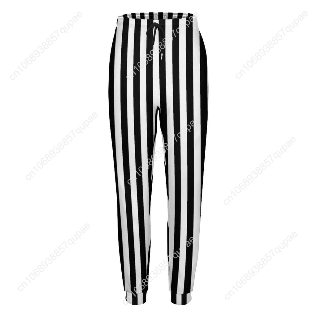 Black White Striped Pants Woman Vertical Lines Print Street Wear Sweatpants Spring Trendy Custom Trousers Big Size