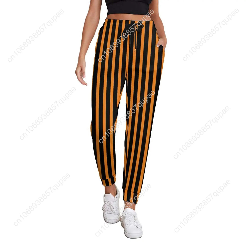Black White Striped Pants Woman Vertical Lines Print Street Wear Sweatpants Spring Trendy Custom Trousers Big Size