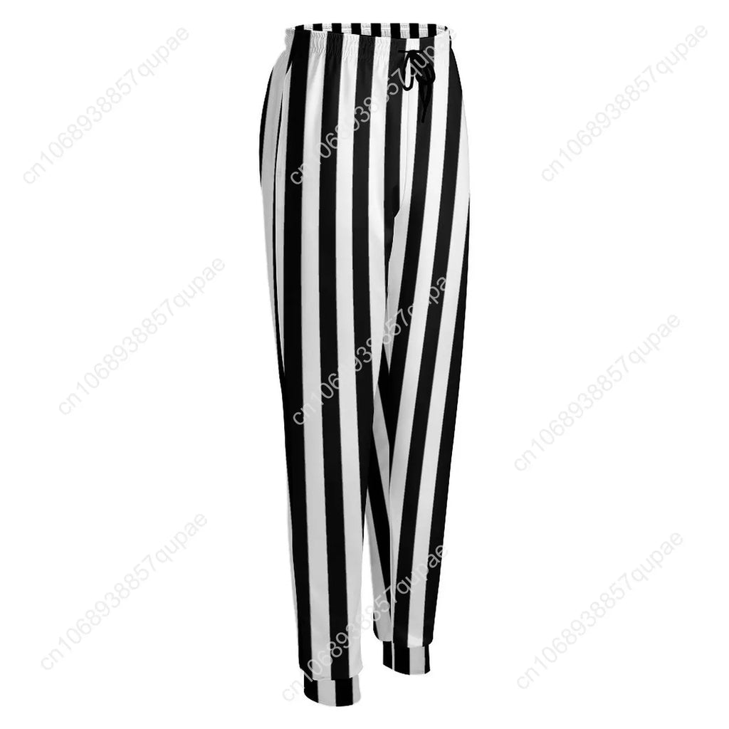 Black White Striped Pants Woman Vertical Lines Print Street Wear Sweatpants Spring Trendy Custom Trousers Big Size