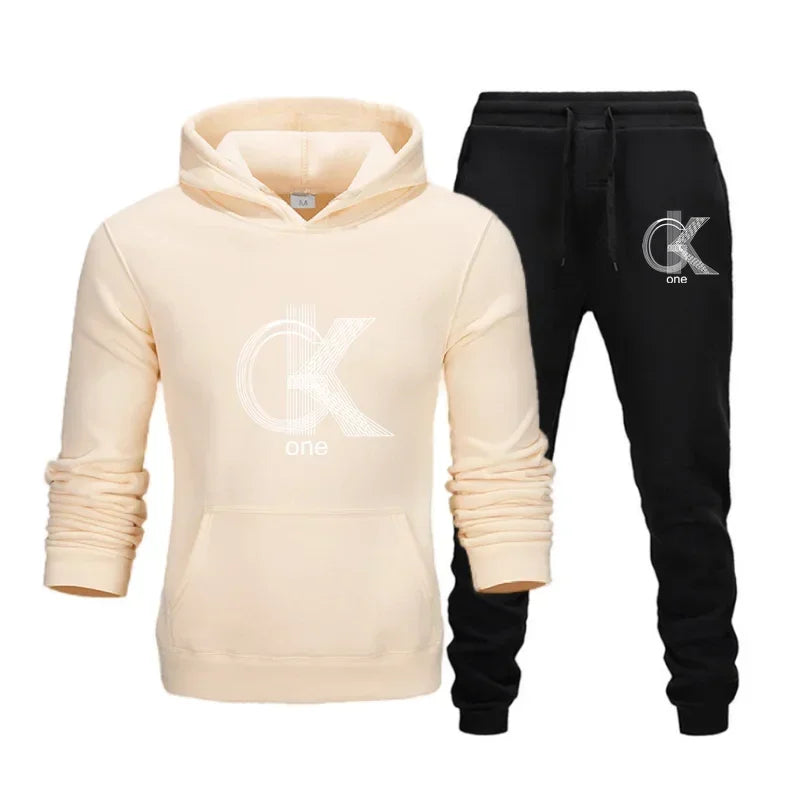Men Women Tracksuit Hoodies Casual Solid Color Thick Pullover and Long Pant 2-piece Set Men Autumn Fleece Jogger Sports Suit Ne