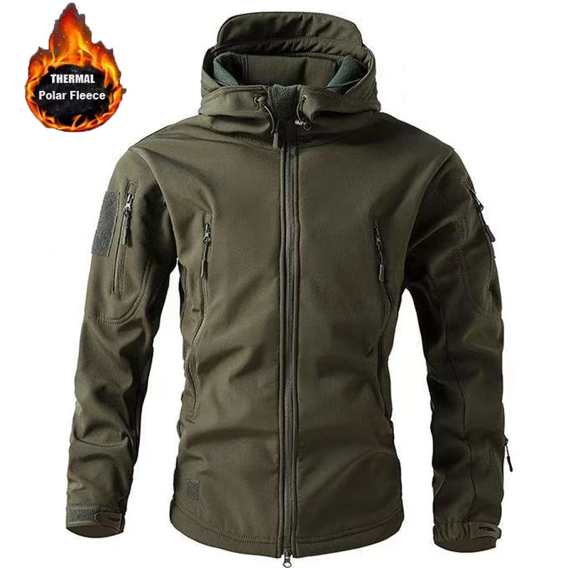 Men's Winter Autumn Softshell Fleece Jackets Waterproof Outdoor Fishing Hiking Hunting Thermal Camping Cargo Coats Warm M-5XL