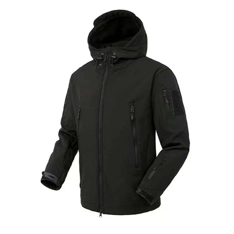 Men's Autumn Winter SoftShell Fleece Jackets Male Hood Windproof Coat Fishing Hiking Camping Climbing Skiing Warm Pants Trousers