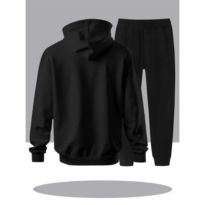 Men's casual street style hoodie, comfortable sports and leisure set for autumn and winter. Minimalist Men's Printed Hoodie Set