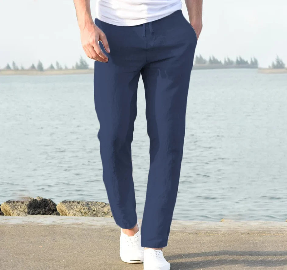 2025 Men's linen and cotton trousers, new for autumn, breathable linen trousers of solid colour, sportswear s-5xl