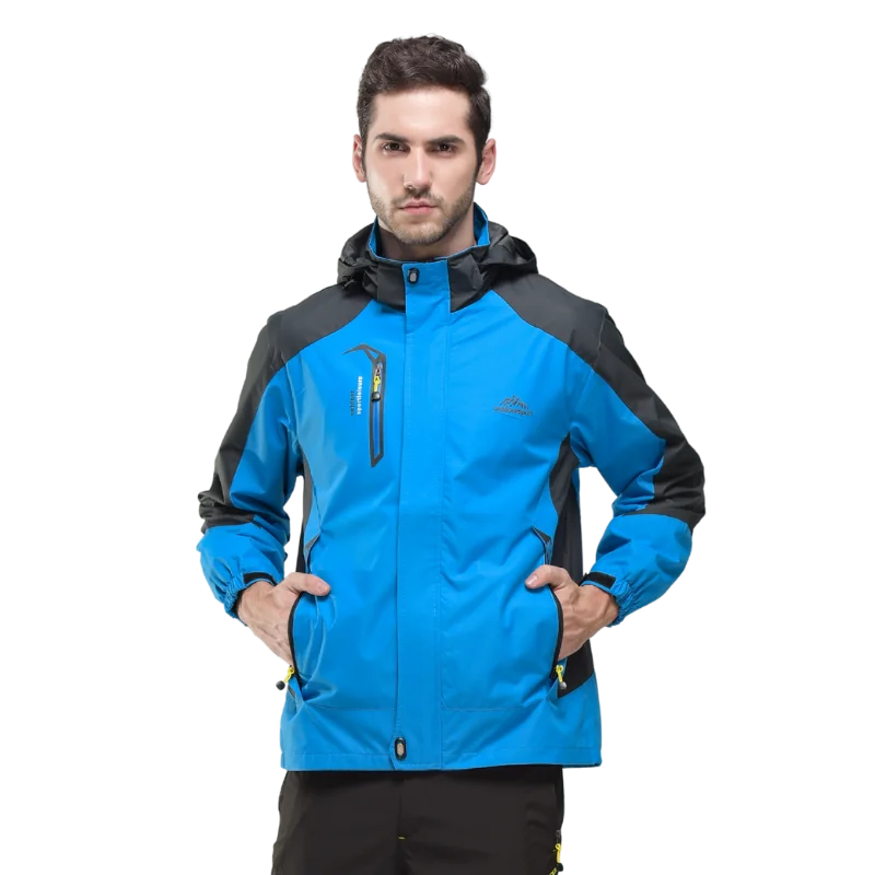 TRVLWEGO Camping Hiking Jacket Men Autumn Outdoor Sports Coats Climbing Trekking Windbreaker Travel Waterproof Jackets Black