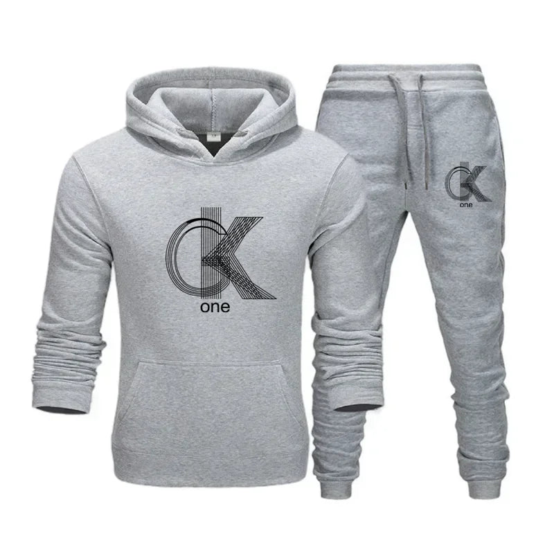 Men Women Tracksuit Hoodies Casual Solid Color Thick Pullover and Long Pant 2-piece Set Men Autumn Fleece Jogger Sports Suit Ne