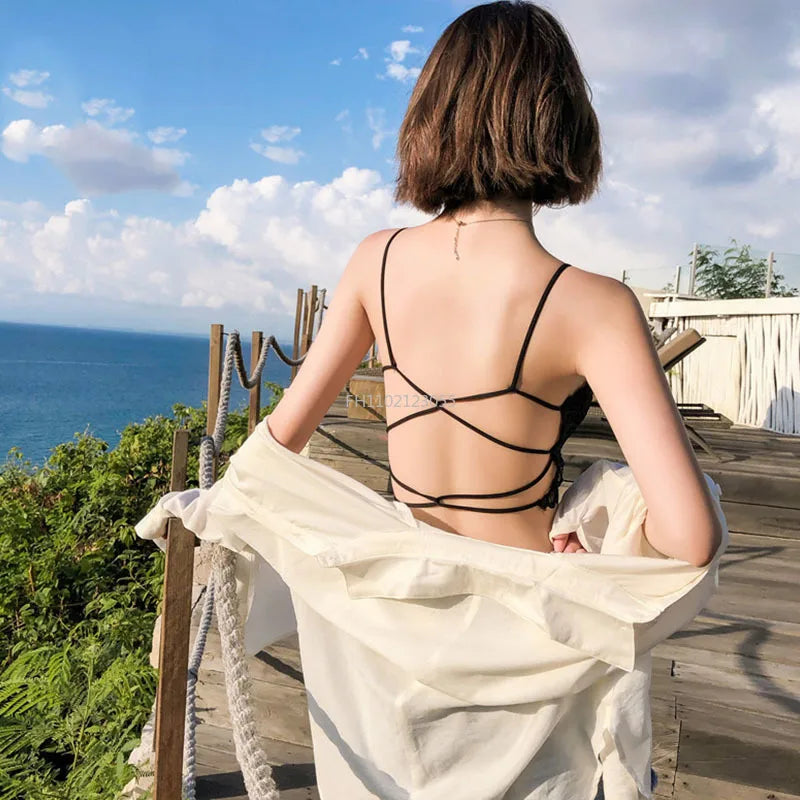 1PC Full Lace Beauty Back Cross Slim With Chest Pad Gathered Hollow Tube Top underwear women bra wire free bra bralette bralette