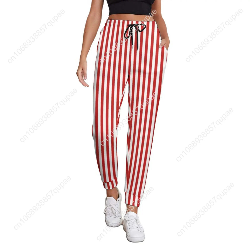 Black White Striped Pants Woman Vertical Lines Print Street Wear Sweatpants Spring Trendy Custom Trousers Big Size