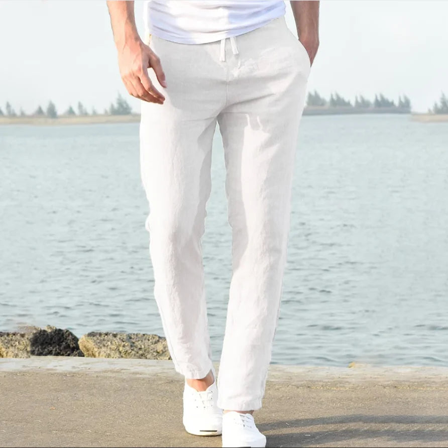 2025 Men's linen and cotton trousers, new for autumn, breathable linen trousers of solid colour, sportswear s-5xl