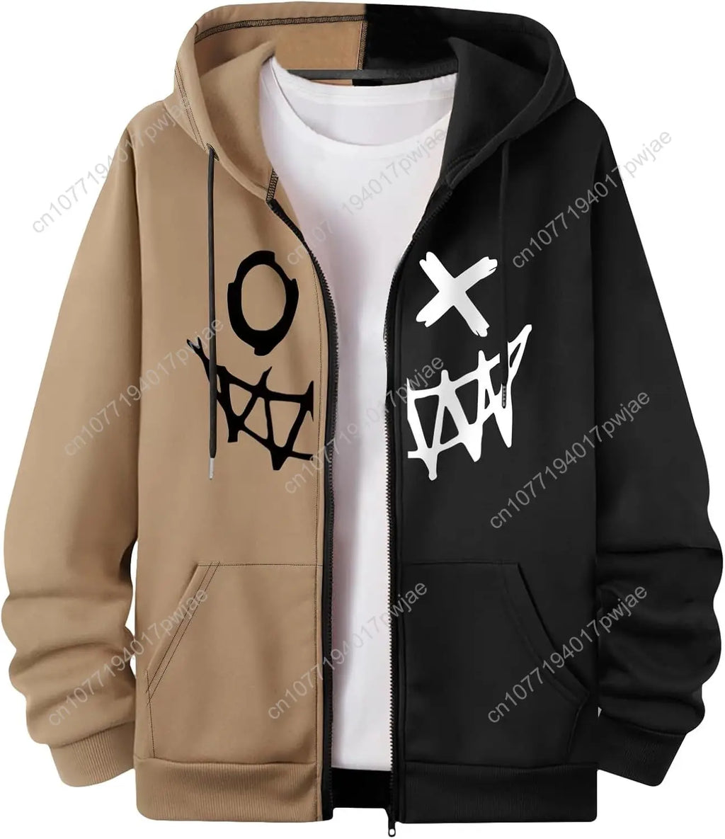 Men's Zip Up Hoodies Graphic Long Sleeve Pullover Hoodies Sweatshirt Western Streetwear Hoodies