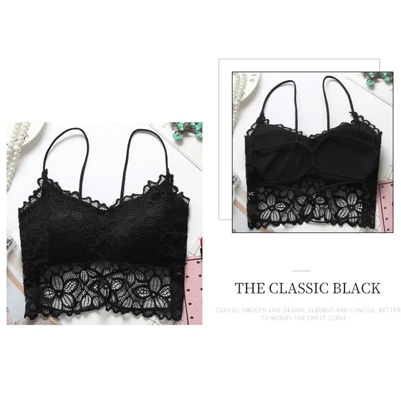 1PC Full Lace Beauty Back Cross Slim With Chest Pad Gathered Hollow Tube Top underwear women bra wire free bra bralette bralette