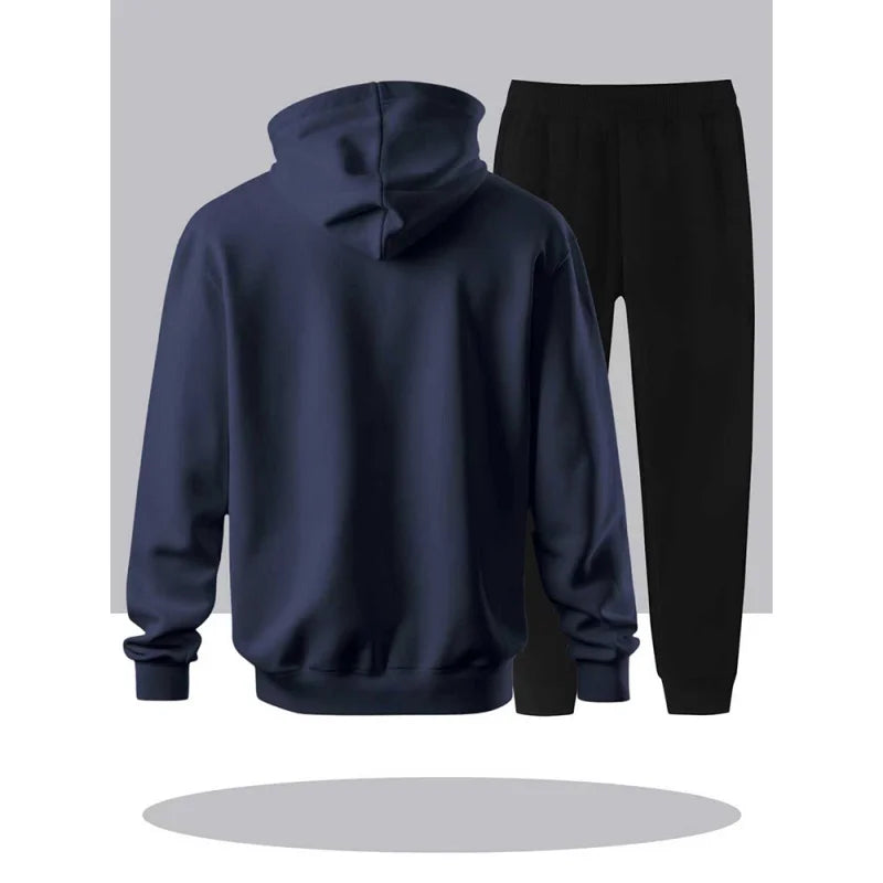 Men's casual street style hoodie, comfortable sports and leisure set for autumn and winter. Minimalist Men's Printed Hoodie Set