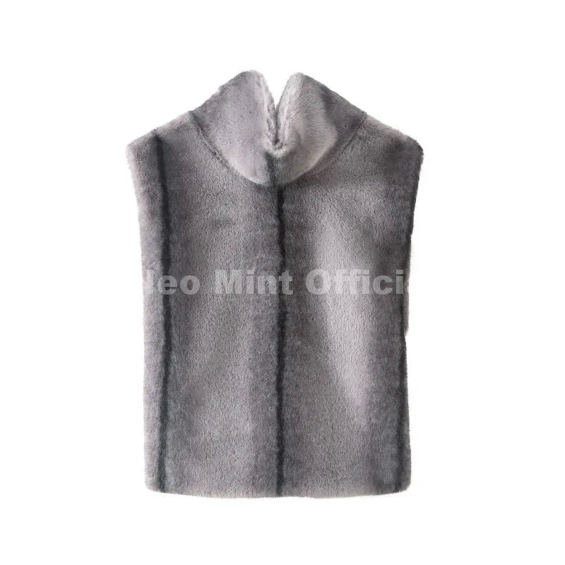 Neo Mint 2025 Brand Fashion Faux Fur Sable Vest Crop Top Autumn Winter Turtleneck Eco Mink Fur Tank Tops Sleeveless Jacket Coat