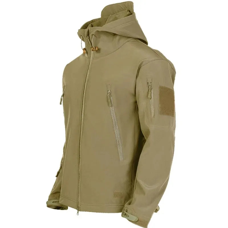 Men's Hooded Casual Military Outdoor Utility Jacket Fashion Sharkskin Soft-Shell Tactical Waterproof Combat Bomber Jacketo
