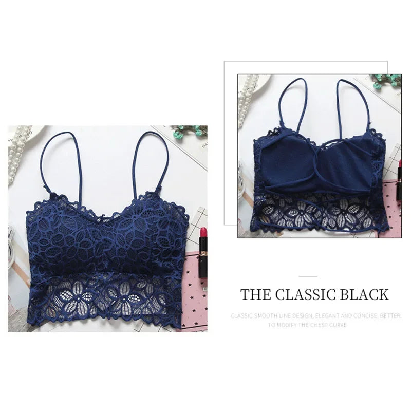 1PC Full Lace Beauty Back Cross Slim With Chest Pad Gathered Hollow Tube Top underwear women bra wire free bra bralette bralette