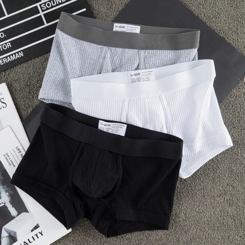 New European and hot-selling pure cotton crotch threaded men's underwear four corners flat corners summer thin breathable 232