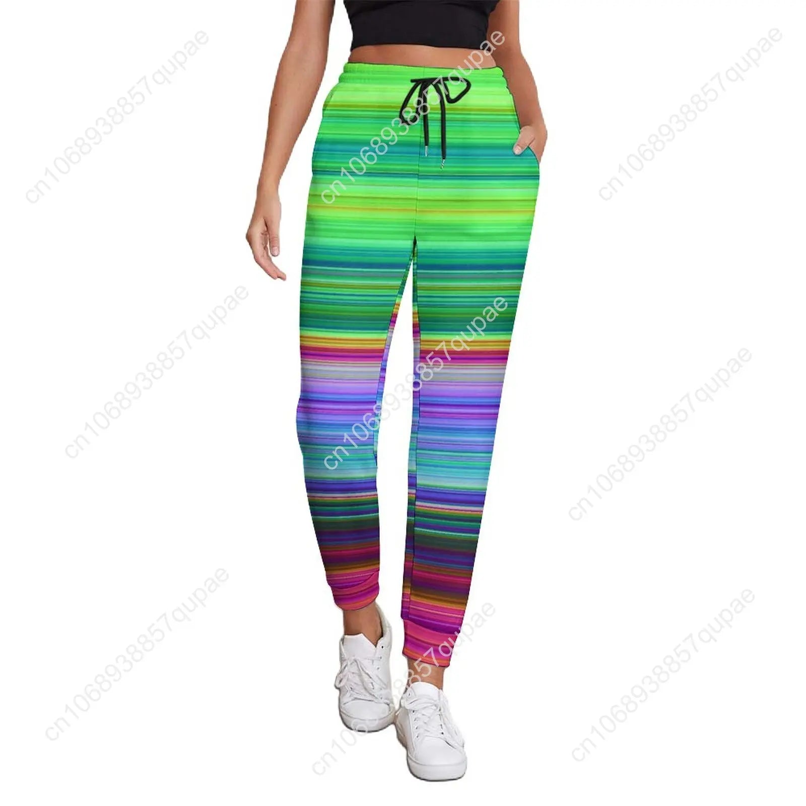 Black White Striped Pants Woman Vertical Lines Print Street Wear Sweatpants Spring Trendy Custom Trousers Big Size