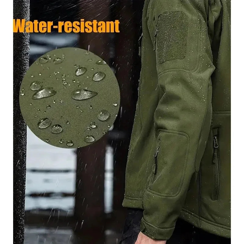 Men's Hooded Casual Military Outdoor Utility Jacket Fashion Sharkskin Soft-Shell Tactical Waterproof Combat Bomber Jacketo