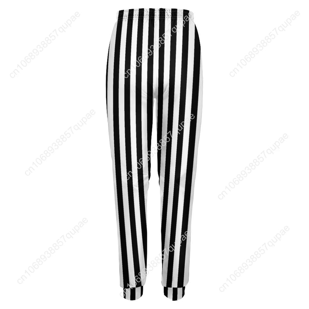 Black White Striped Pants Woman Vertical Lines Print Street Wear Sweatpants Spring Trendy Custom Trousers Big Size