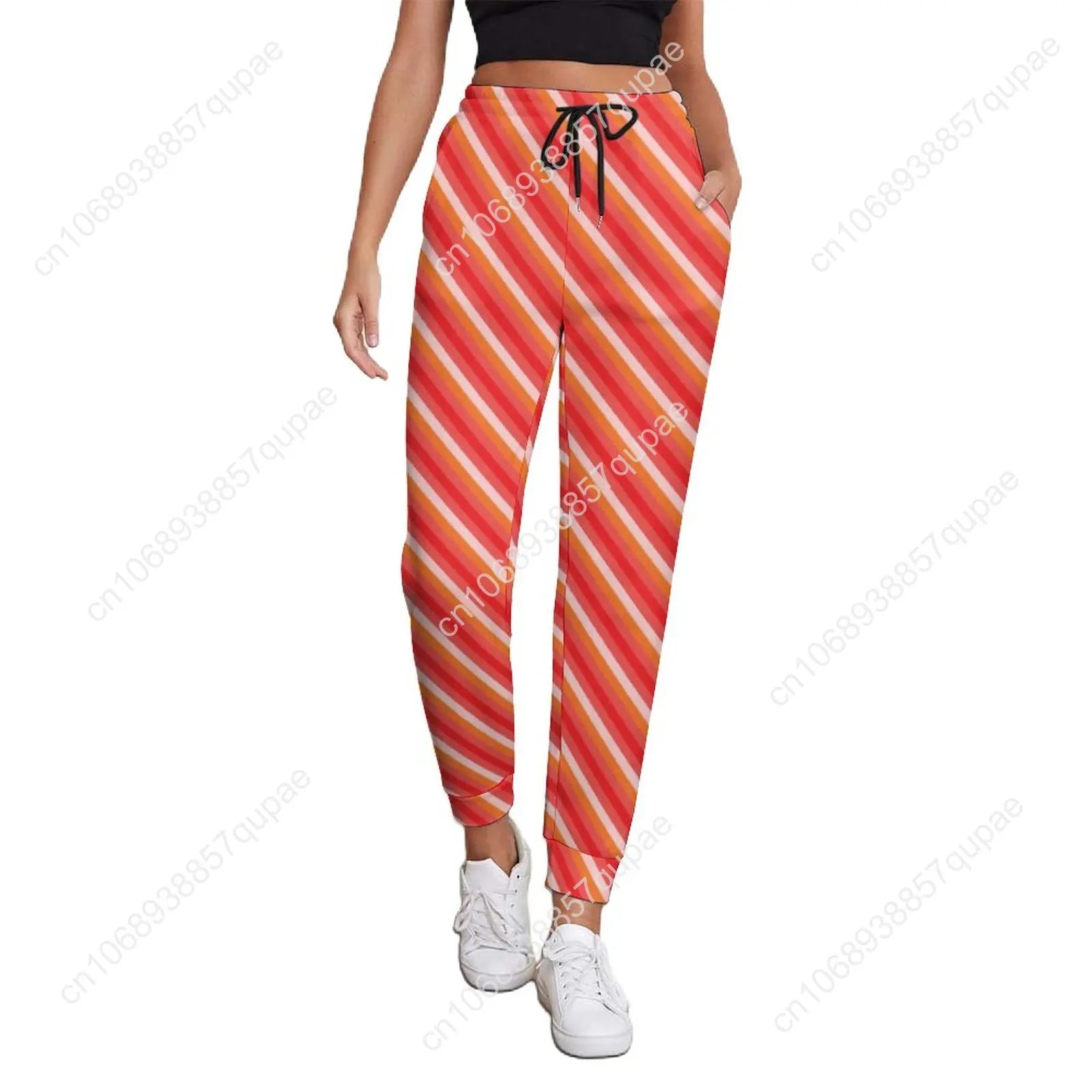 Black White Striped Pants Woman Vertical Lines Print Street Wear Sweatpants Spring Trendy Custom Trousers Big Size