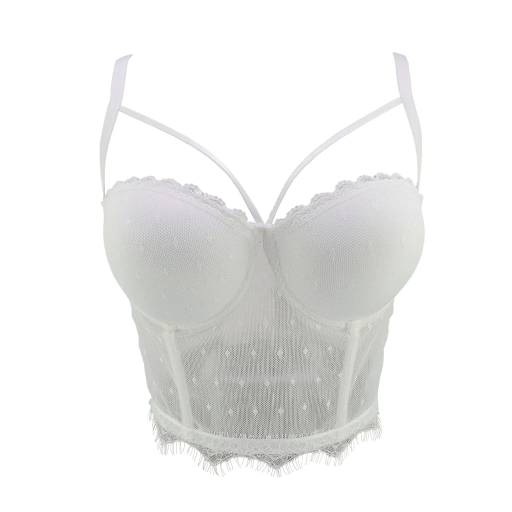 J738 Dropship Beautiful Black White Bras For Girls Women Sweet Memory Chain Tassel Small Tank Top with Elegant Strap Underwear