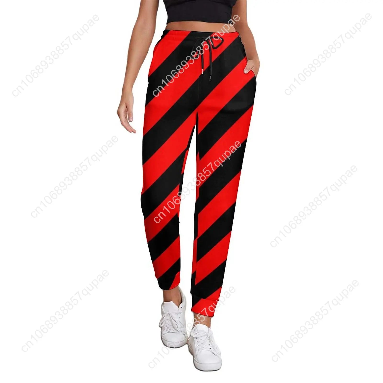 Black White Striped Pants Woman Vertical Lines Print Street Wear Sweatpants Spring Trendy Custom Trousers Big Size