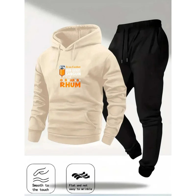 Hoodie Set Beige Black Printed Královnu Jméno Text Couple Sweatshirt Tracksuit Casual Wear for Men Women