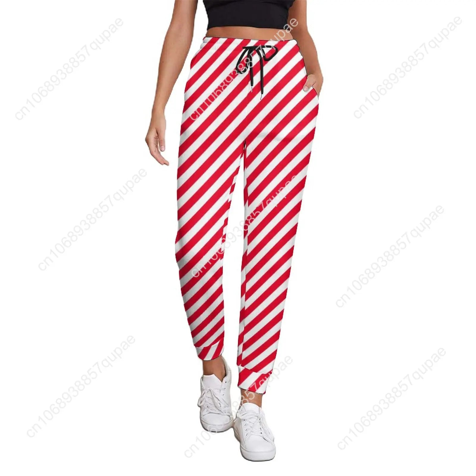 Black White Striped Pants Woman Vertical Lines Print Street Wear Sweatpants Spring Trendy Custom Trousers Big Size
