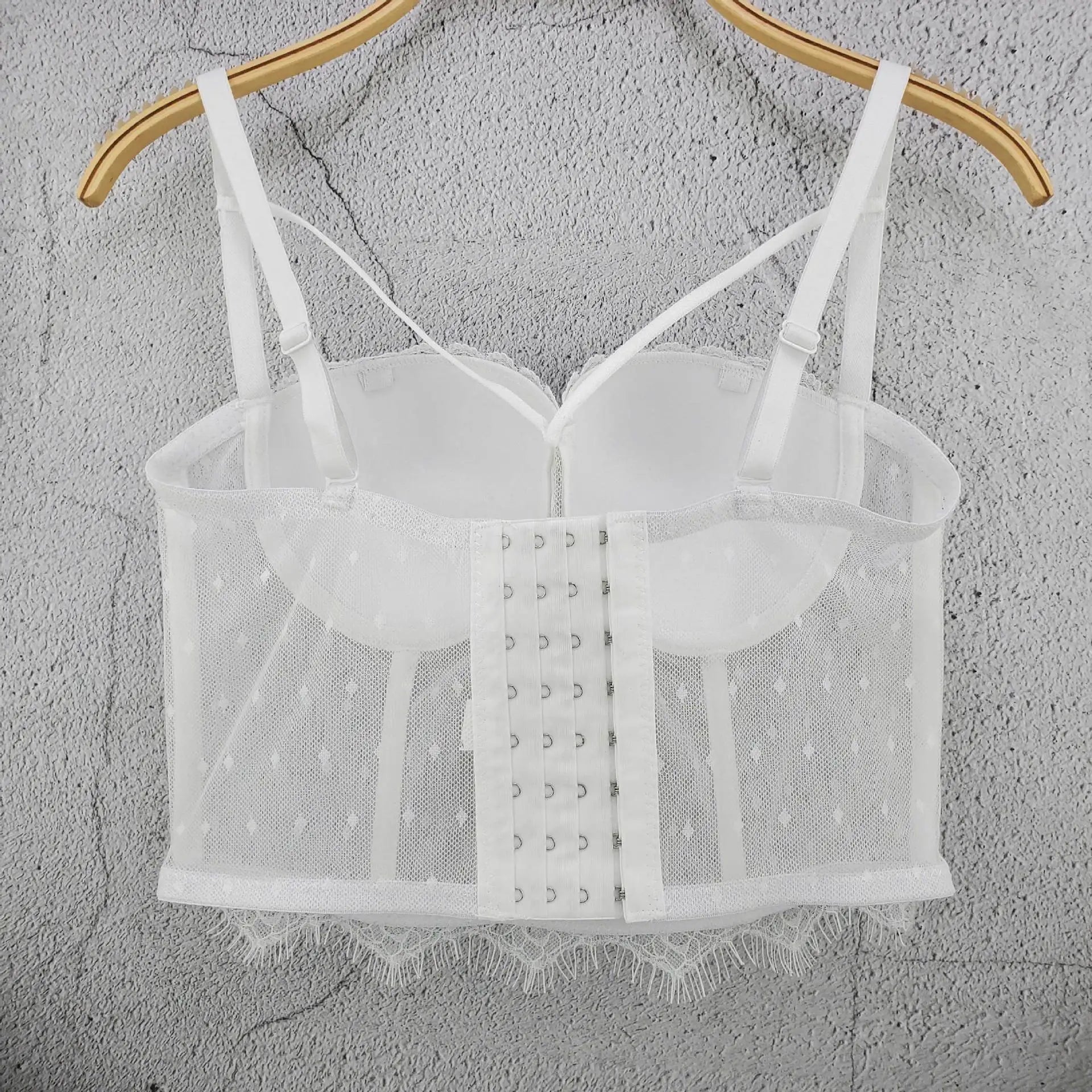 J738 Dropship Beautiful Black White Bras For Girls Women Sweet Memory Chain Tassel Small Tank Top with Elegant Strap Underwear