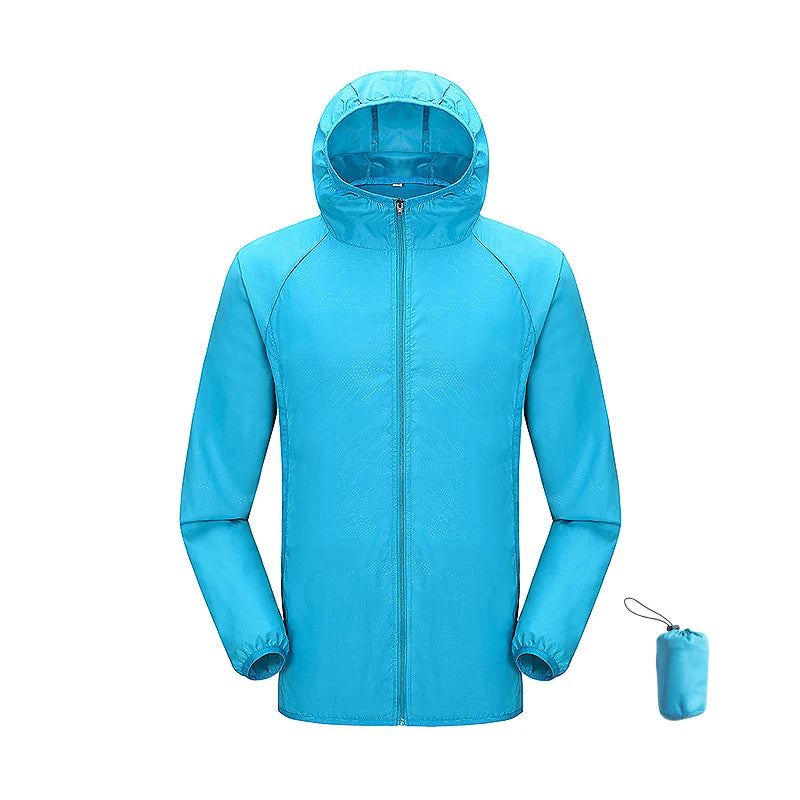 JNLN Men Women Waterproof Hiking Jackets Quick Dry Camping Windbreaker Unisex Outdoor Trekking Raincoat Anti UV Packable Clothes
