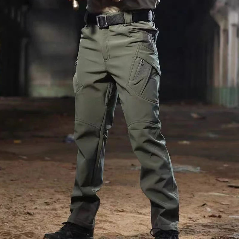 Men's Autumn Winter SoftShell Fleece Jackets Male Hood Windproof Coat Fishing Hiking Camping Climbing Skiing Warm Pants Trousers