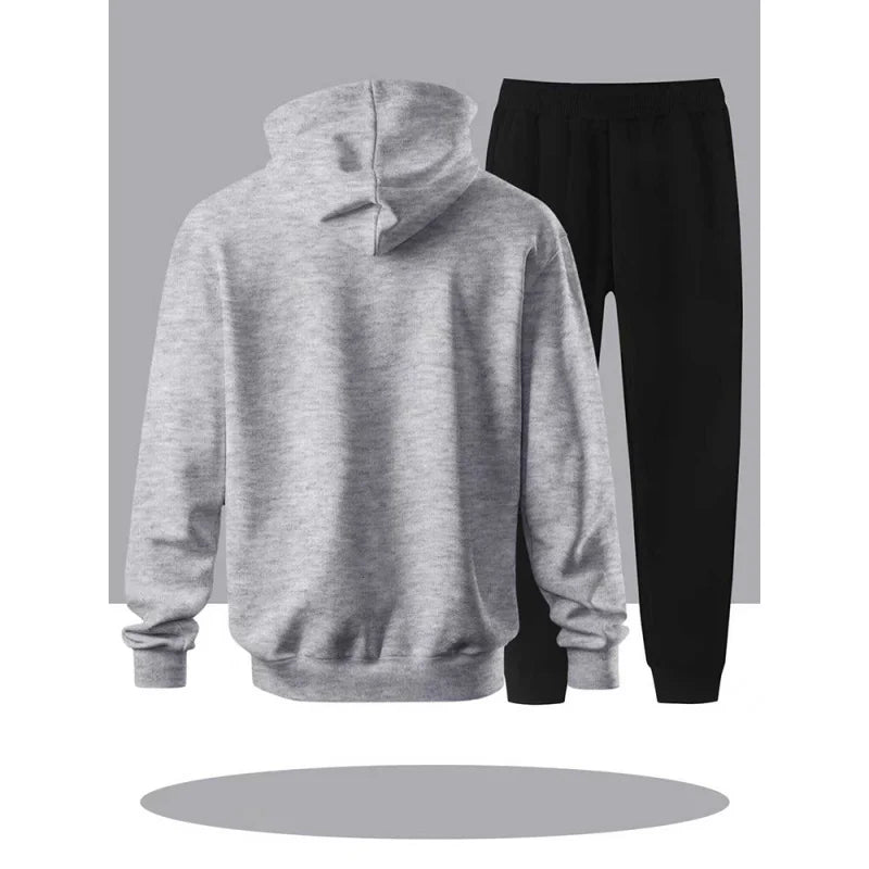 Men's casual street style hoodie, comfortable sports and leisure set for autumn and winter. Minimalist Men's Printed Hoodie Set