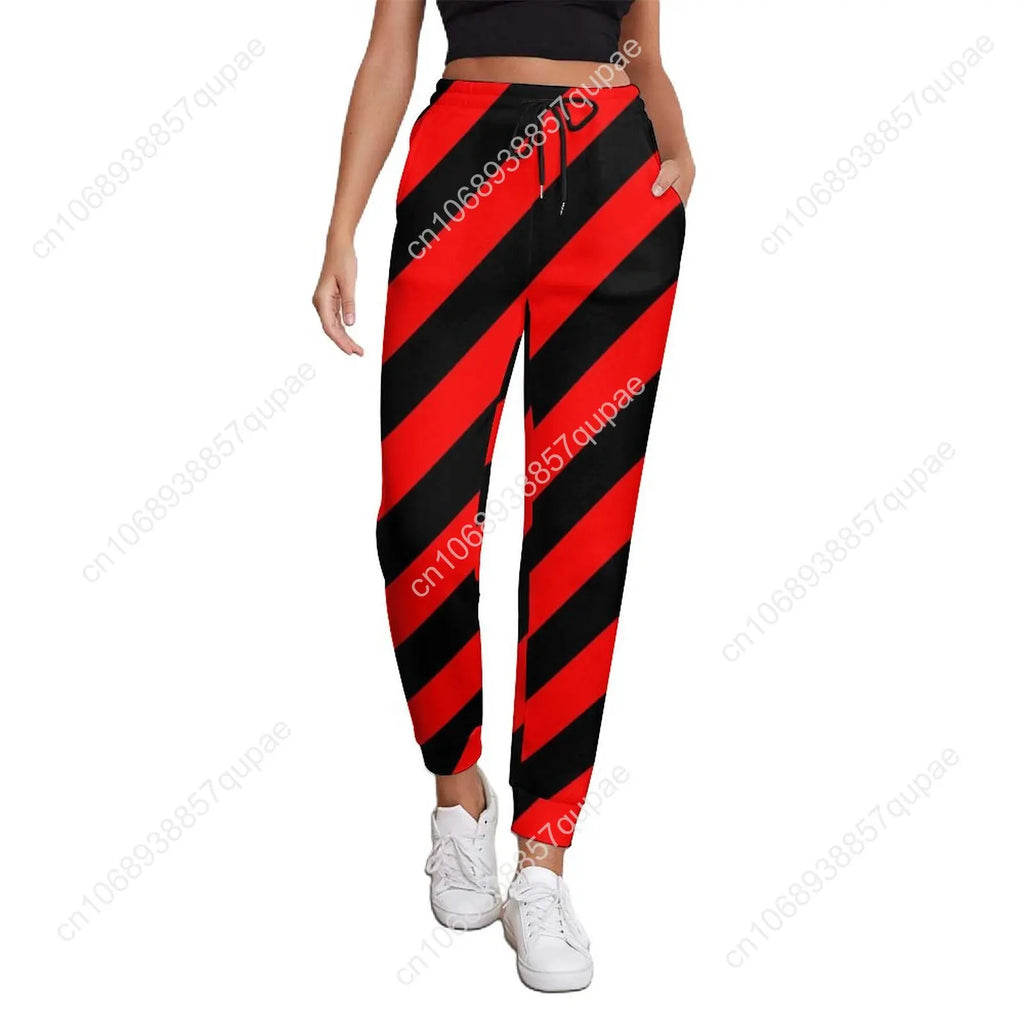 Black White Striped Pants Woman Vertical Lines Print Street Wear Sweatpants Spring Trendy Custom Trousers Big Size