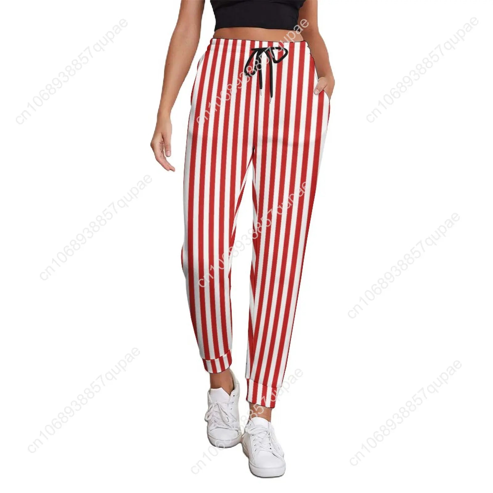 Black White Striped Pants Woman Vertical Lines Print Street Wear Sweatpants Spring Trendy Custom Trousers Big Size