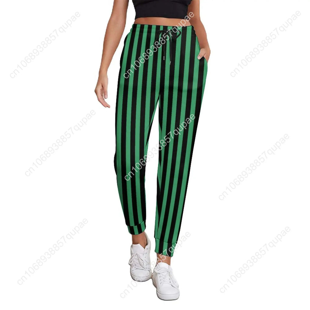 Black White Striped Pants Woman Vertical Lines Print Street Wear Sweatpants Spring Trendy Custom Trousers Big Size